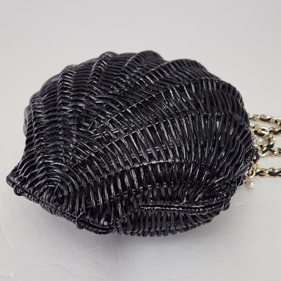 KATE SPADE SPLASH OUT WICKER STRAW CLAM SHELL CLUTCH EVENING FORMAL SHOULDER BAG - Picture 10 of 10